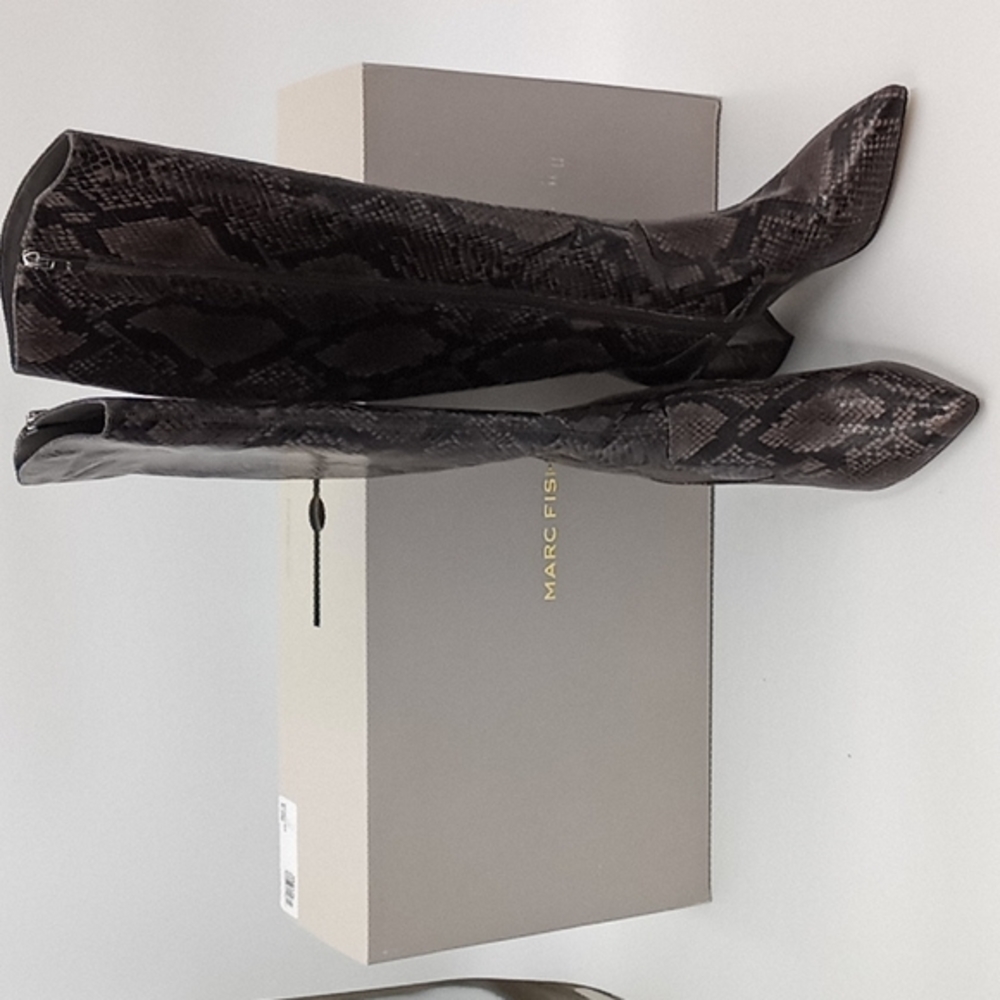 Marc Fisher Retie 2 Snake Embossed Tall Boots Gray‎ 5.5M